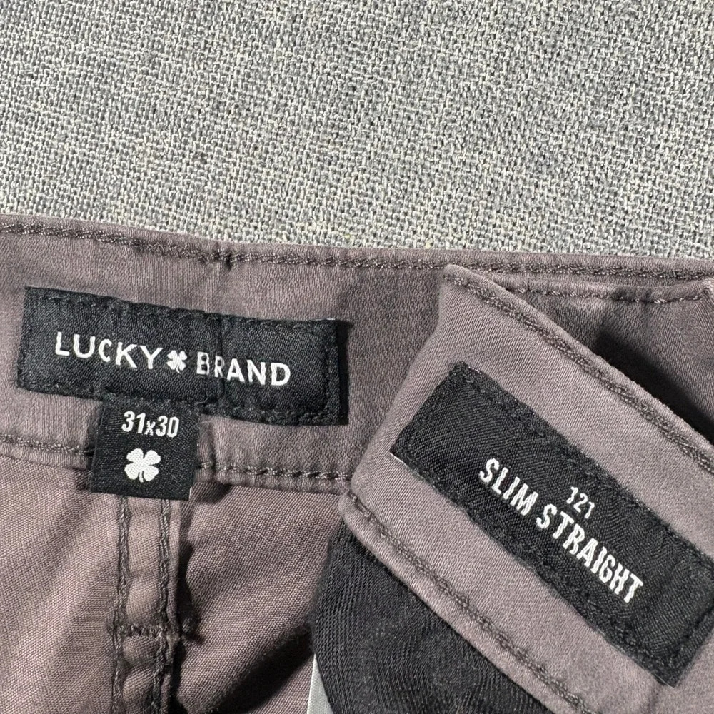 Lucky Brand 121 Slim Straight Pants Mens 31x30 Gray Stretch Chino 5-Pocket